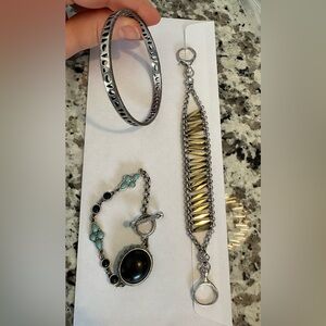 Lot 3 bracelets Lucky brand Fossil silver